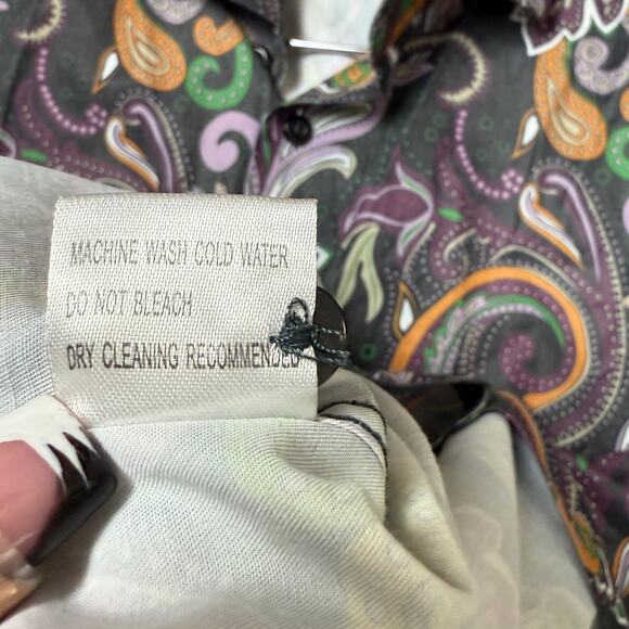 LAVANE New York Multicolor Paisley Print Short Sleeve Button Shirt L - Picture 5 of 9